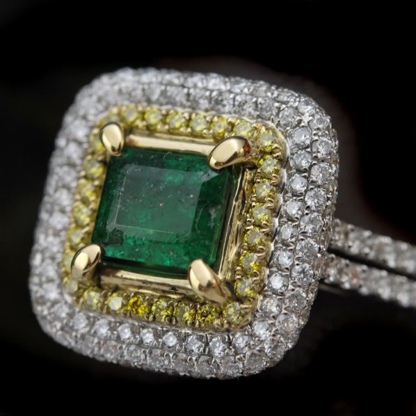Vintage Emerald, Cary Diamond, and Diamond Ring.