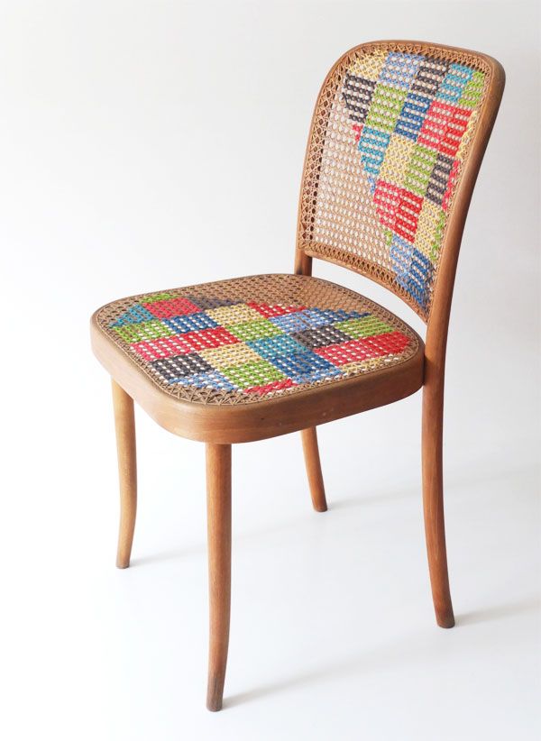 Restored cane chair cross stitch