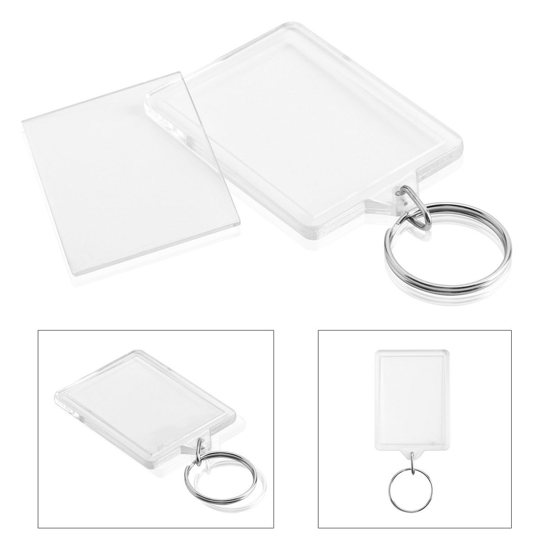 100pcs 50 X 35mm New Blank Clear Acrylic Photo Key Rings Passport Size 