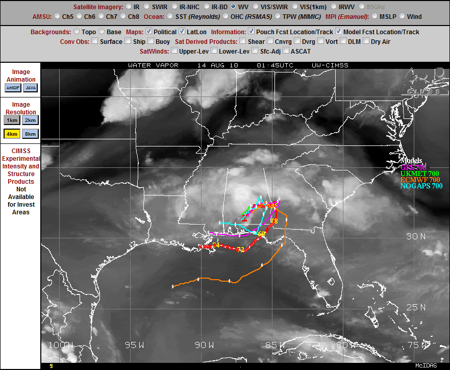 cimss predict water vapor image for ex-td    with model