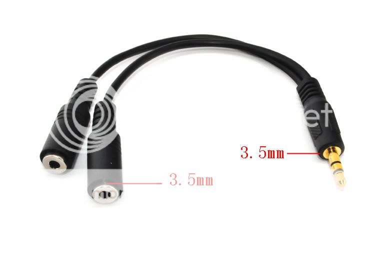 5mm Audio Adapter Wire Splitter Adapter Cable Black  